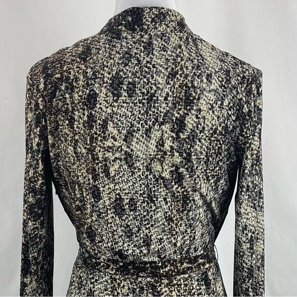 Jones New York Brown Tan Animal Print Faux Wrap Career Dress NWOT Size 8 - Picture 6 of 13